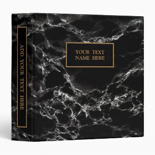 Black Marble 3 Ring Binder - Custom Text and Name
