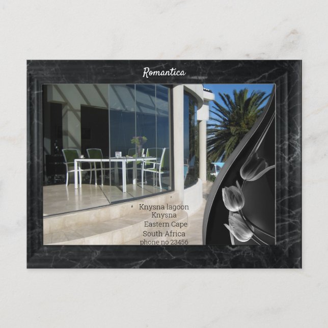 Black Marble Abstract Tulips Postcard (Front)
