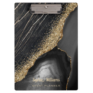 Black Marble Agate  Clipboard