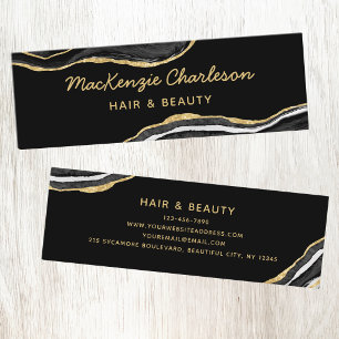 Black Marble Agate Gold Glitter Mini Business Card