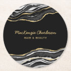 Black Marble Agate Gold Glitter