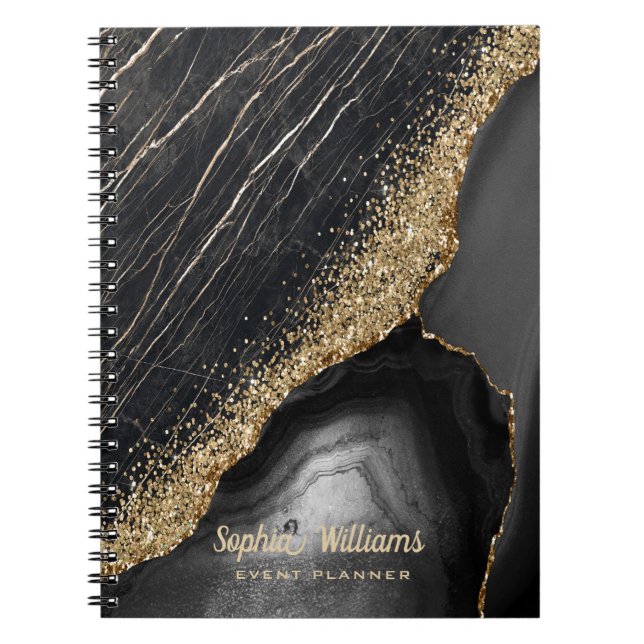 Black Marble Agate  Notebook (Front)