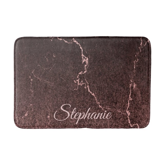 Black Marble and Glitter Bath Mat (Front)