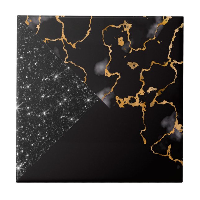 Black Marble and Glitter Tile (Front)