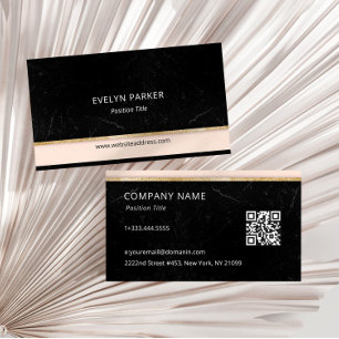 Black Marble and Gold Glitter Business Card