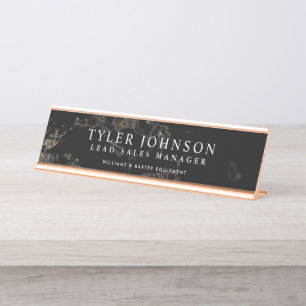 Black Marble Backdrop Customized Desk Name Plate