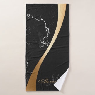 Black Marble Bath Towel Set