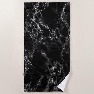 Black Marble Beach Towel