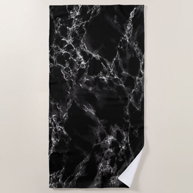 Black Marble Beach Towel (Front)
