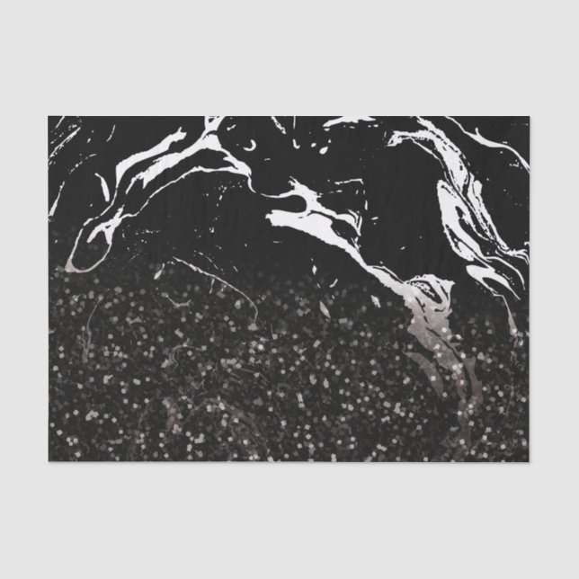 Black Marble/Black Glitter Tissue Paper (Front)