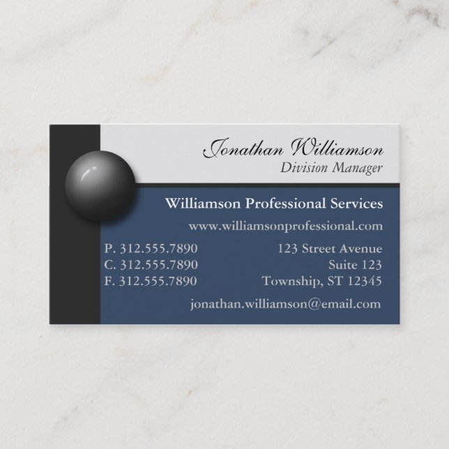Black Marble Blue and Off-White Business Cards (Front)