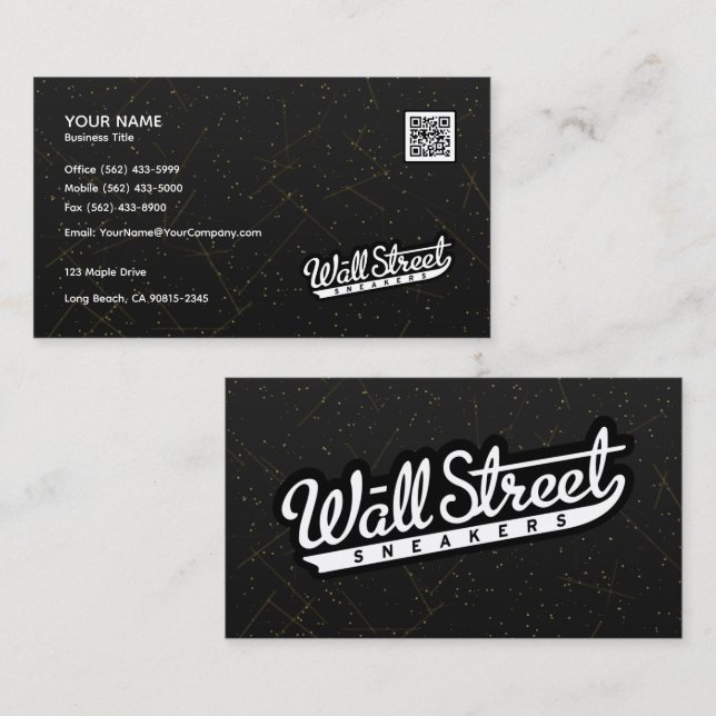Black Marble Business Card with Gold SparkleEffect (Front/Back)