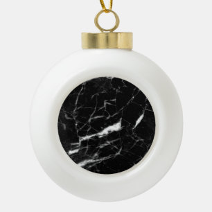 Black Marble Ceramic Ball Christmas Ornament