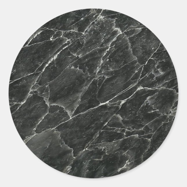 Black Marble Classic Round Sticker (Front)
