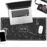 Black marble elegant monogram desk mat<br><div class="desc">With its sleek black marble design and its timeless elegance,  this sophisticated Desk Mat adds a touch of individuality to your workspace. Personalize it with your monogram,  to create a unique desk accessory.</div>