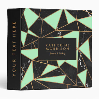 Black Marble Geometric Mosaic Binder