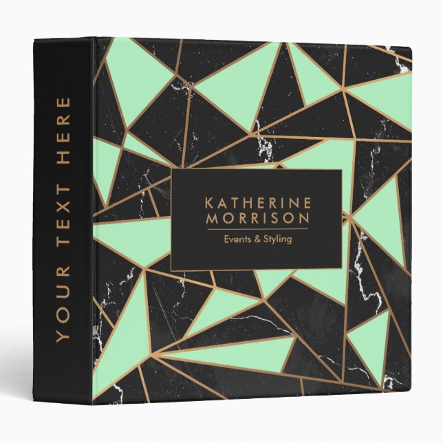 Black Marble Geometric Mosaic Binder (Front/Spine)