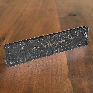 Black Marble Gold Classic Personalised Nameplate
