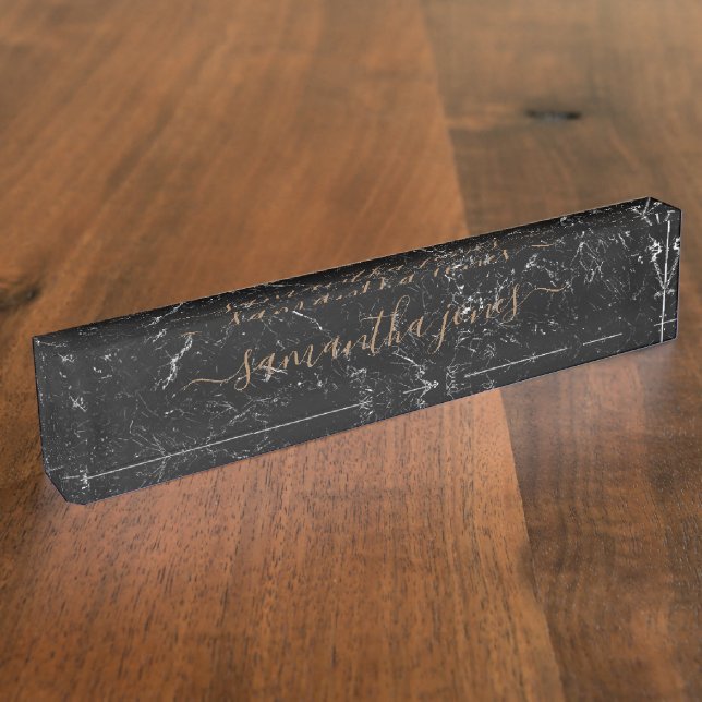Black Marble Gold Classic Personalized Nameplate (Side)