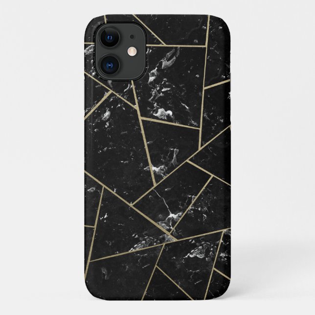 Black Marble Gold Geometric Glam #1 Case-Mate iPhone Case (Back)