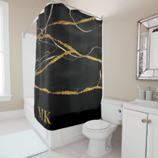 Black Marble Gold Glitter