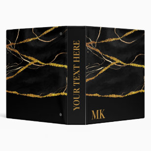 Black Marble Gold Glitter Binder