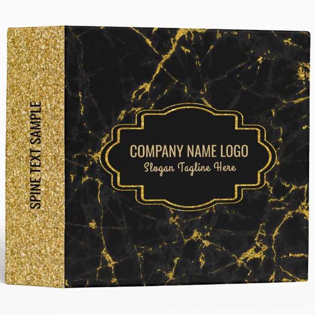 Black Marble & Gold Glitter Binder (Front/Spine)