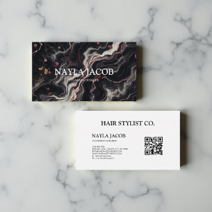 Black Marble Gold Glitter & Elegant Hair Stylist  Business Card
