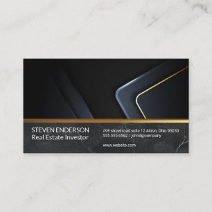 Black Marble Gold Metallic Trim Business Card