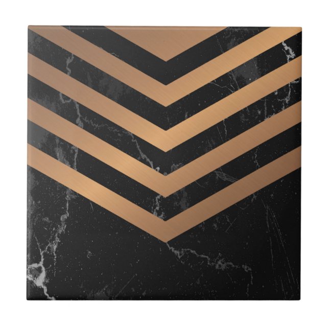 Black Marble Golden Abstract Tile (Front)