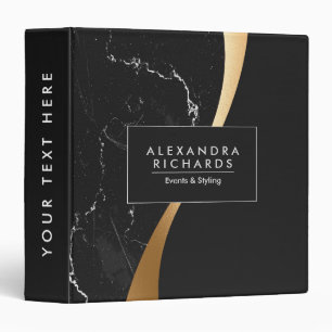 Black Marble Golden Foil Binder
