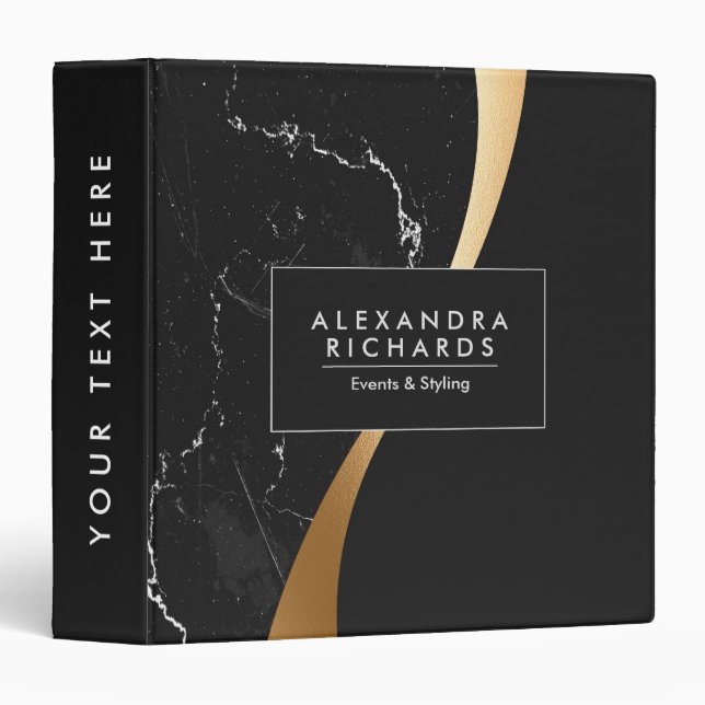 Black Marble Golden Foil Binder (Front/Spine)