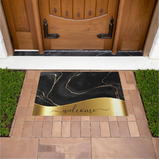 Black Marble Golden Foil Doormat