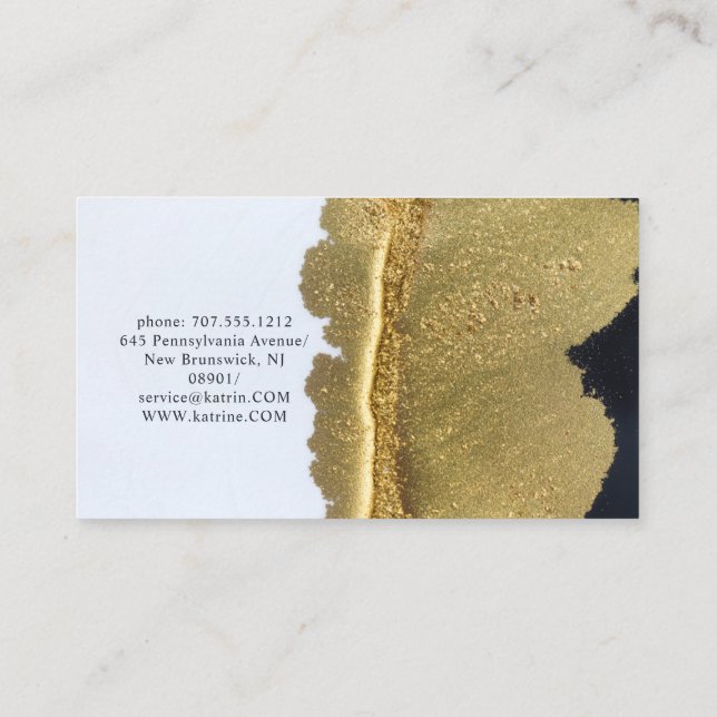 black marble golden house design cleaning service  business card (Back)