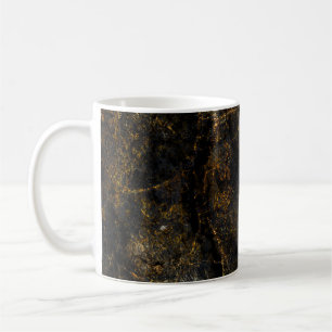 Black marble, golden veins, texture. coffee mug