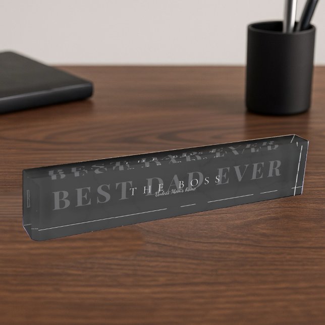 Black Marble & Grey  “The Boss” Funny Father’s Day Nameplate (Creator Uploaded)
