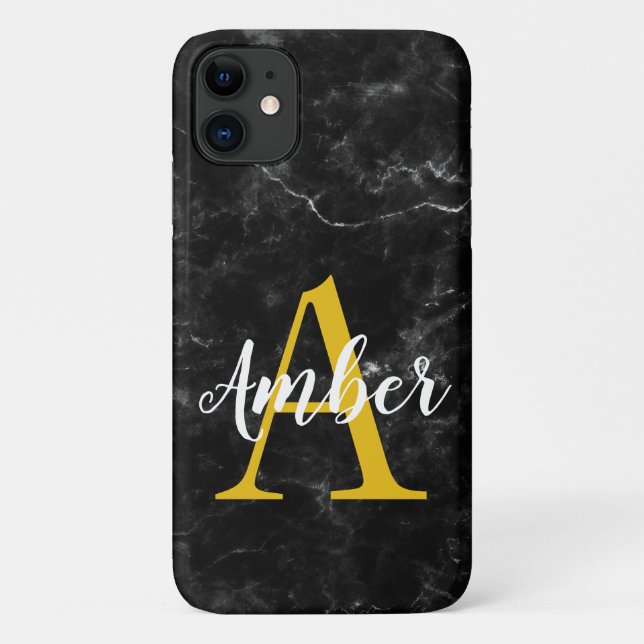 Black marble initial iphone/samsung case (Back)