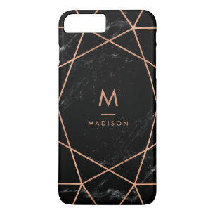 Black Marble Look with Faux Rose Gold Geometrics Case-Mate iPhone Case