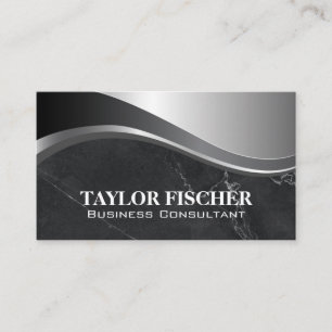 Black Marble   Metallic Wave Business Card
