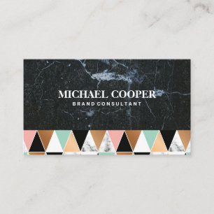 Black Marble Modern Geometric Pattern Business Card