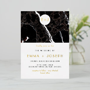 Black Marble Modern Simple Wedding Gold Foil