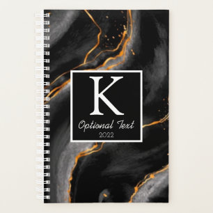 Black Marble Monogram Modern Appointment Book Planner
