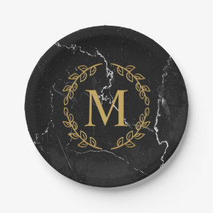 Black Marble Paper Plate