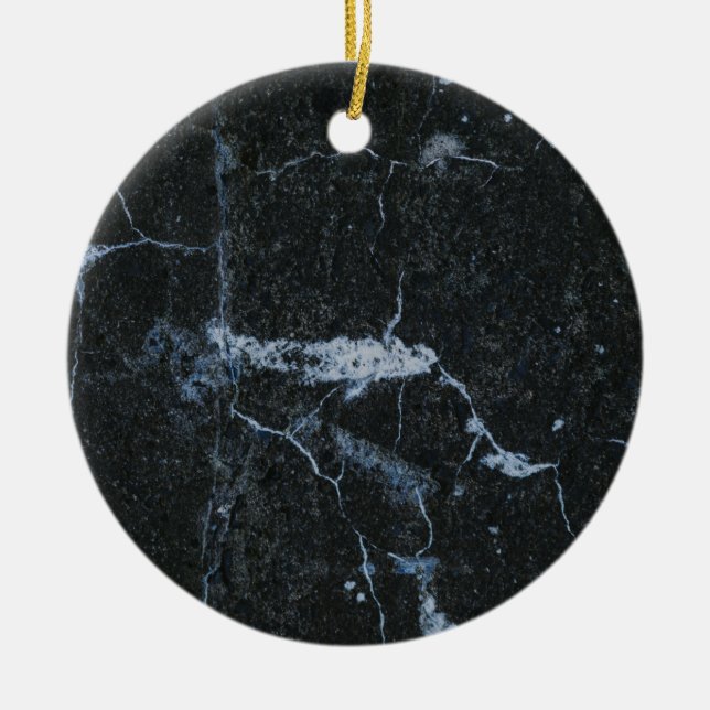 Black Marble Pattern Ceramic Ornament (Front)