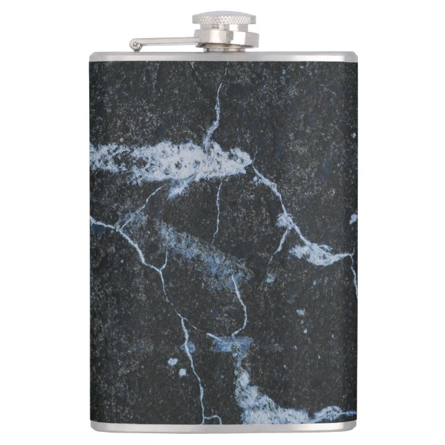 Black Marble Pattern Hip Flask (Front)