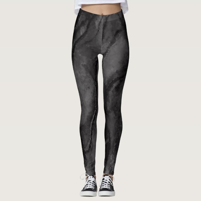 Black Marble Pebble Leggings (Front)