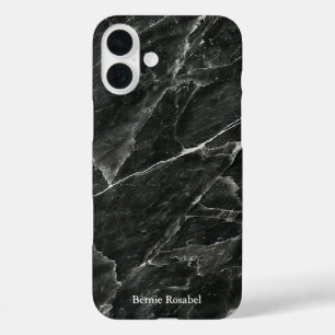 Black Marble Personalized iPhone 16 Plus Case