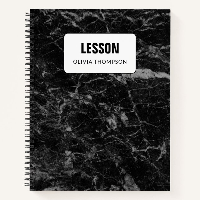Black Marble Personalized Lesson Composition Notebook (Front)