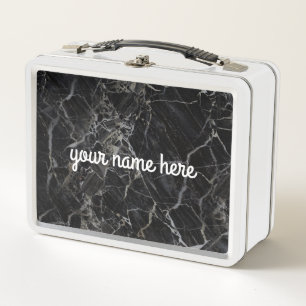 Black Marble Personalized Lunch Box