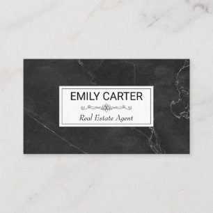 Black Marble   Real Estate Agent Business Card